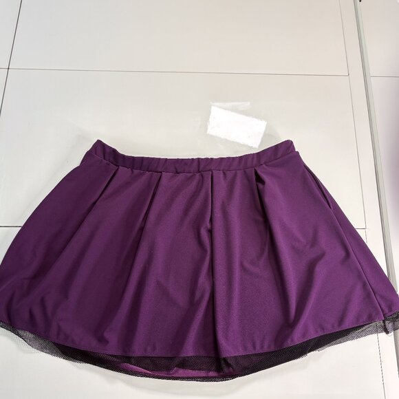 Midnight Hour Purple Pleated Skater Skirt with Mesh Hem Plus Size 4X - Picture 1 of 3